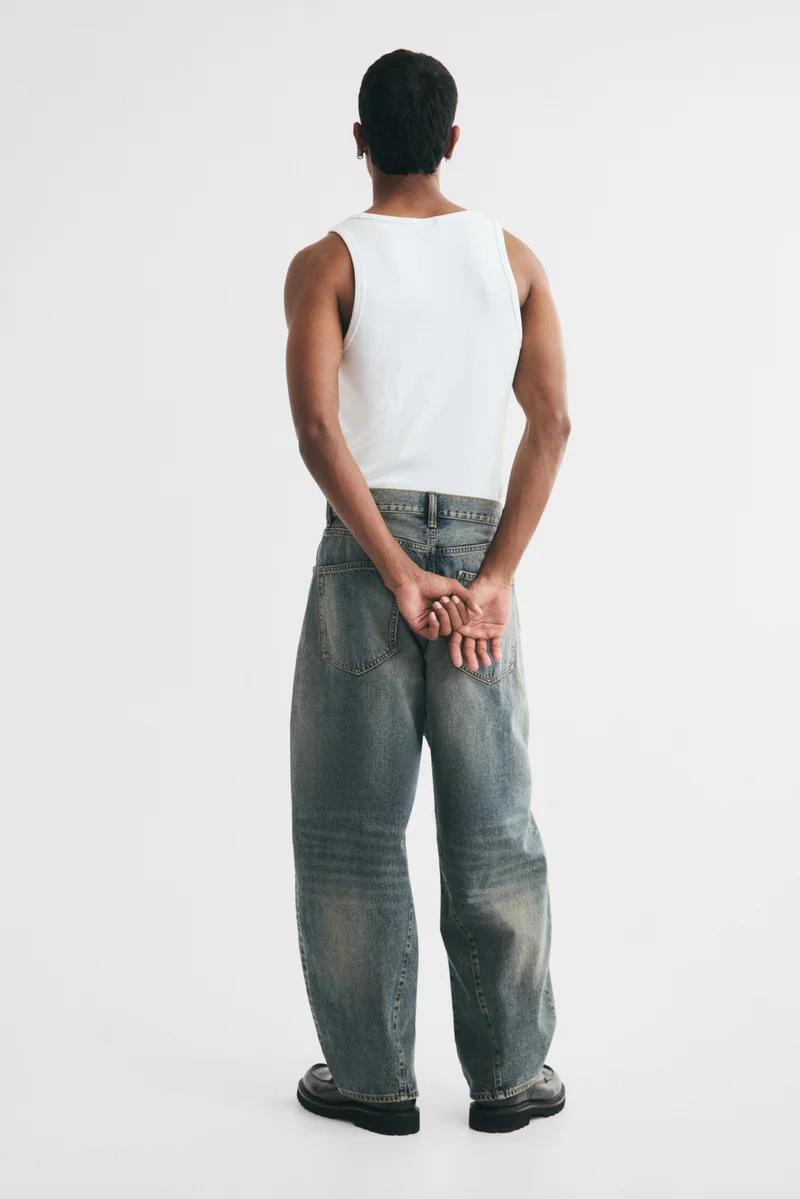 H&M  Baggy Barrel Jeans for Men | Best Price UAE