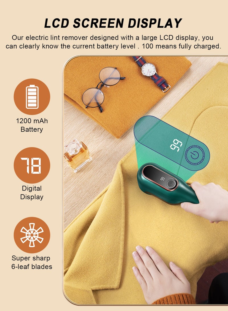 هومار كيت ماكينة حلاقة أقمشة قابلة لإعادة الشحن مع شاشة LED، مزيل وبر بسرعتين للملابس والأثاث، مزيل وبر كهربائي بثلاث شفرات قابلة للاستبدال، ماكينة حلاقة ملابس محمولة للسترات والبطانيات - Image 3