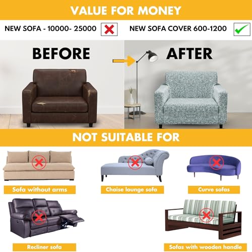 Bigkart Elastic Sofa Covers for 1 Seater Sofas | Polyster-Spandex, Stretchable, Sofa Covers for Single, Double and Triple Seater Sofas - Image 5