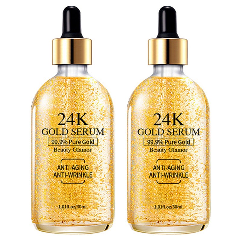 Grospe 24K Gold Serum for Face, 2Pack Skin Tone Even Anti Aging Moisturizer with Vitamin,Glow Collagen Booster Serum Hyaluronic Acid for Dark Spots & Fine Lines, 2.02fl oz - Image 1