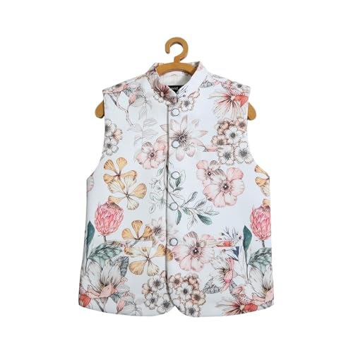 CAVIO Boys Traditional Floral Print Nehru Jacket - Image 4
