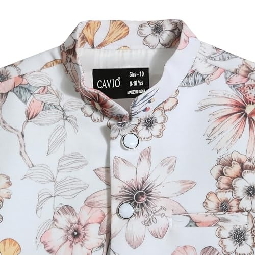 CAVIO Boys Traditional Floral Print Nehru Jacket - Image 3