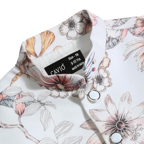 CAVIO Boys Traditional Floral Print Nehru Jacket - Image 2