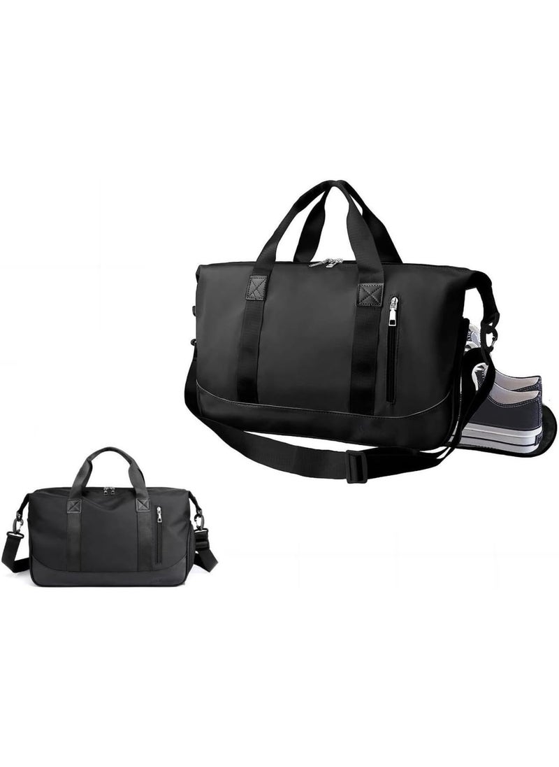 Generic - Gym Duffle Bags  Gym Bag with Wet Compartment | Workout Bag with Shoe Compartment for Swimmers, Gym Workout and Travelers  Sports Gym Bag for Men and Women (Black) - Image 1
