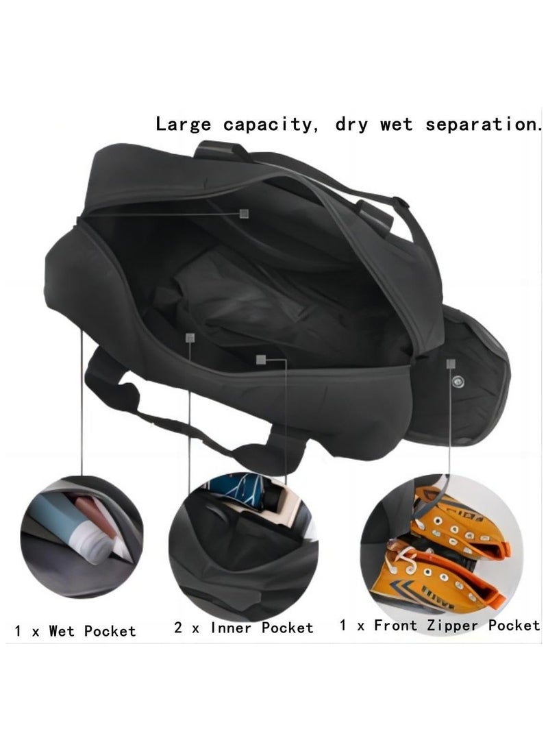 Generic - Gym Duffle Bags  Gym Bag with Wet Compartment | Workout Bag with Shoe Compartment for Swimmers, Gym Workout and Travelers  Sports Gym Bag for Men and Women (Black) - Image 1