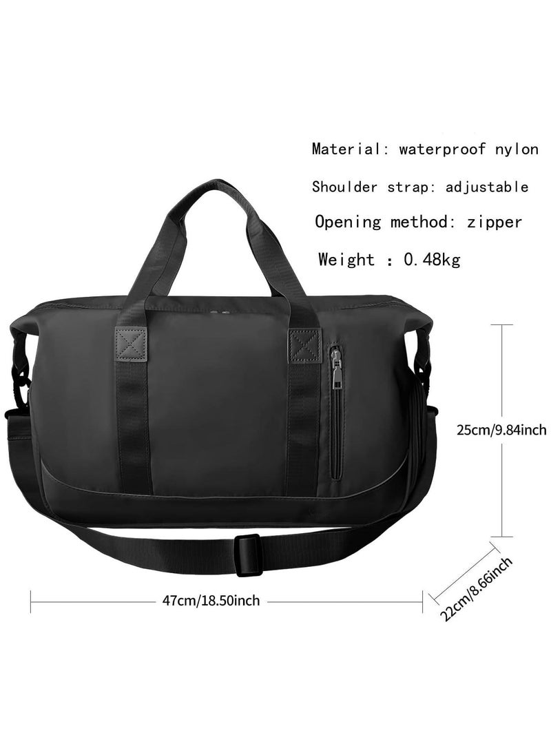 Generic - Gym Duffle Bags  Gym Bag with Wet Compartment | Workout Bag with Shoe Compartment for Swimmers, Gym Workout and Travelers  Sports Gym Bag for Men and Women (Black) - Image 1