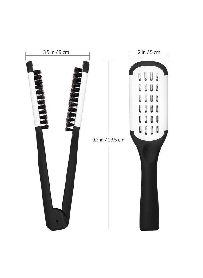 ROSENICE - Hair Straightening Comb Styling Tools Boar Bristle Double Sided Brush Comb Clamp (Black White) - Image 1