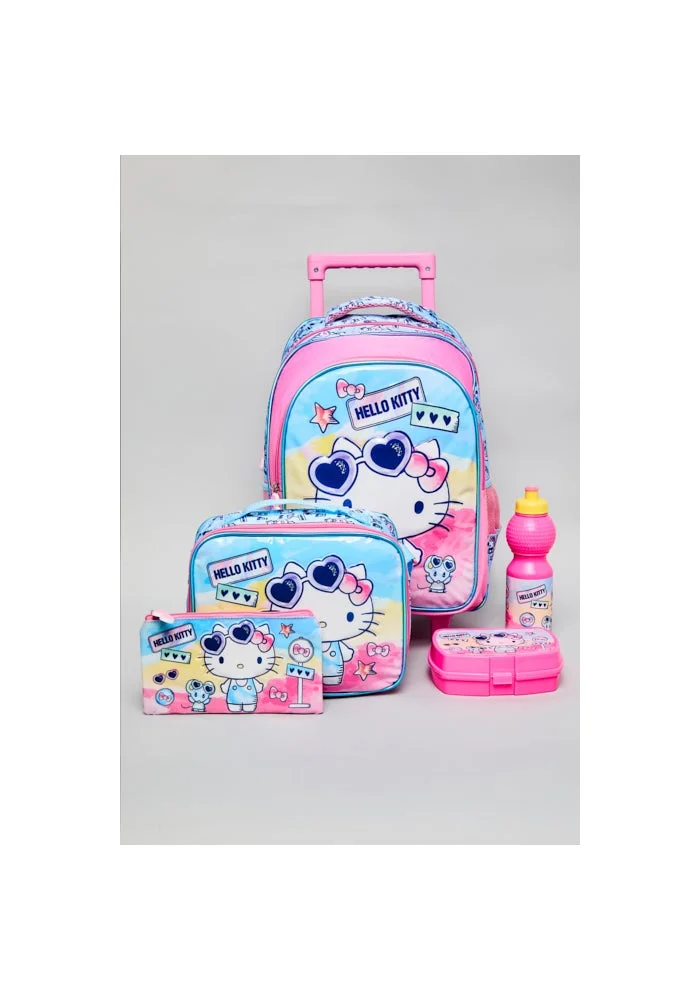 أر أند بي 5 Pack Hello Kitty Print Trolley Backpack Set - 16"