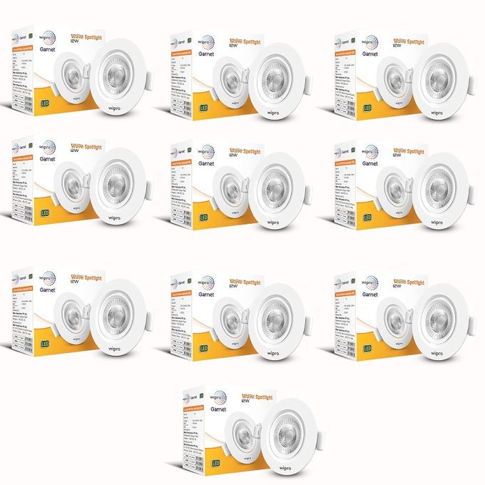 GARNET 12W ROUND LED WAVE SPOTLIGHT COB SPOTLIGHT FOR CEILINGWARM WHITE LIGHT 2700K ADJUSTABLE DESIGN RECESSED TILTABLE DOWNLIGHTER FOR FALSE CEILING CUTOUT 125MM PACK OF 10