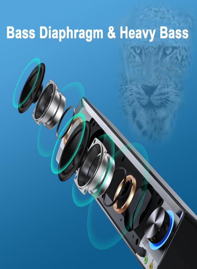 SADA V-199 USB Wired Computer Speaker SoundBar Stereo Subwoofer Powerful Music Player Bass Surround Sound Box 3.5mm Audio Input for PC Laptop Smartphone Tablet MP3 MP4 - Image 2