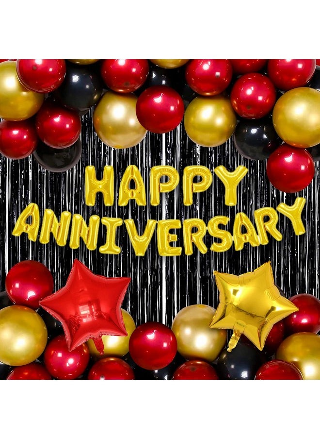 Party Propz Party Propz Anniversary Decoration Items Kit - 50Pcs Happy Anniversary Balloons | Anniversary Balloons for Decoration | Happy Anniversary Decoration | Golden Happy Anniversary Foil Balloons  - Image 1