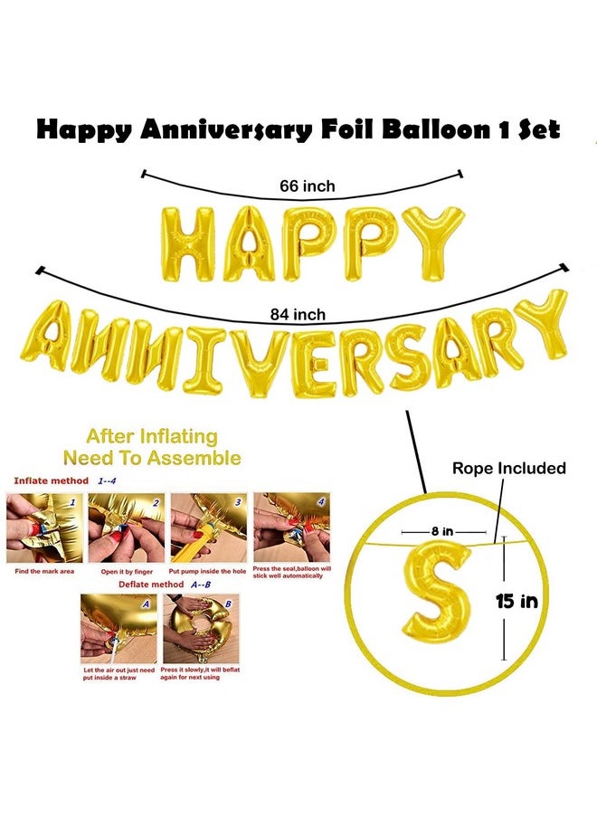 Party Propz Party Propz Anniversary Decoration Items Kit - 50Pcs Happy Anniversary Balloons | Anniversary Balloons for Decoration | Happy Anniversary Decoration | Golden Happy Anniversary Foil Balloons  - Image 3