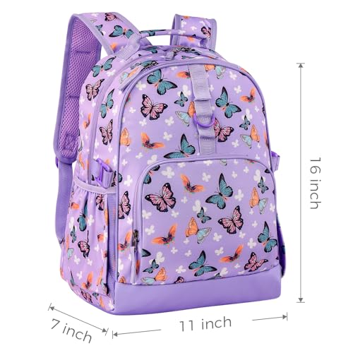 Choco Mocha Butterfly Backpack for Girls, Purple, 15 inch - Image 3