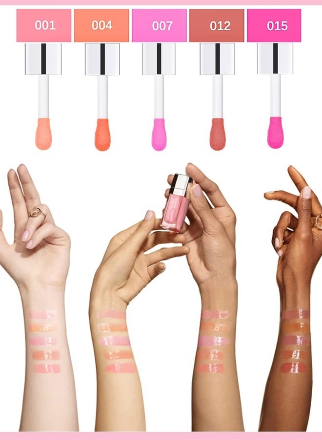 LYSdefeu Hydrating Plumping Lip Glow Oil, Tinted Lip Gloss Lip Balm, Transparent Toot Lip Oil, Long Lasting Moisturizing Clear Glow Oil, Lip Oil Tinted for Lip Care and Dry Lips, Makeup Gift for Women( (#007 R - Image 1