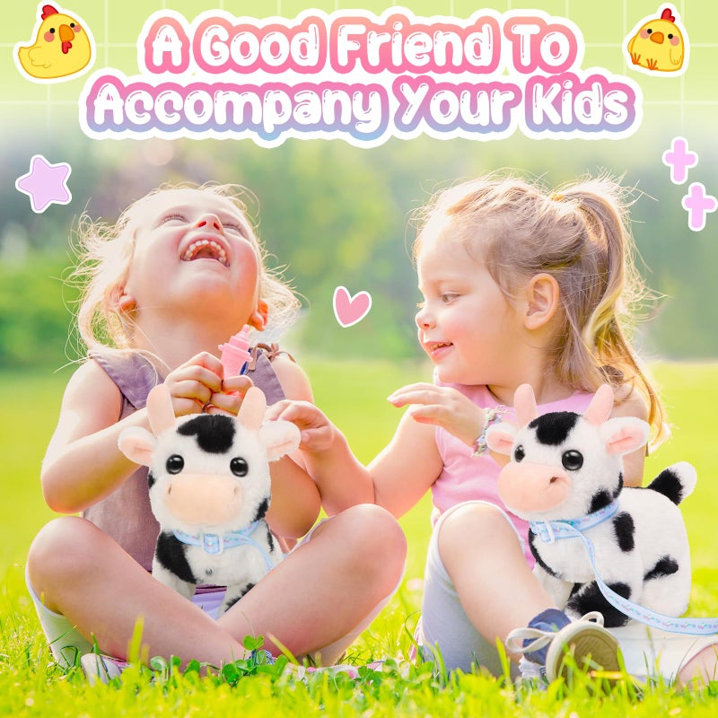 Tagitary Plush Toys Interactive Toys Cow for Kids,Walking Pet Toys Can Make Sounds,Wag Tail and Nod Head, Realistic Stuffed Cattle Toys Birthday Gift for Kids Toddlers - Image 4