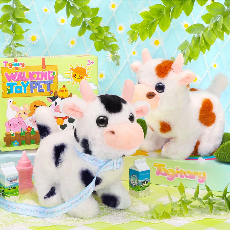 Tagitary Plush Toys Interactive Toys Cow for Kids,Walking Pet Toys Can Make Sounds,Wag Tail and Nod Head, Realistic Stuffed Cattle Toys Birthday Gift for Kids Toddlers - Image 3