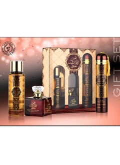 ارض الزعفران شمس الإمارات حسي (مجموعة هدايا) عطر 100 مل + 250 مل معطر جسم + 300 مل معطر جو 