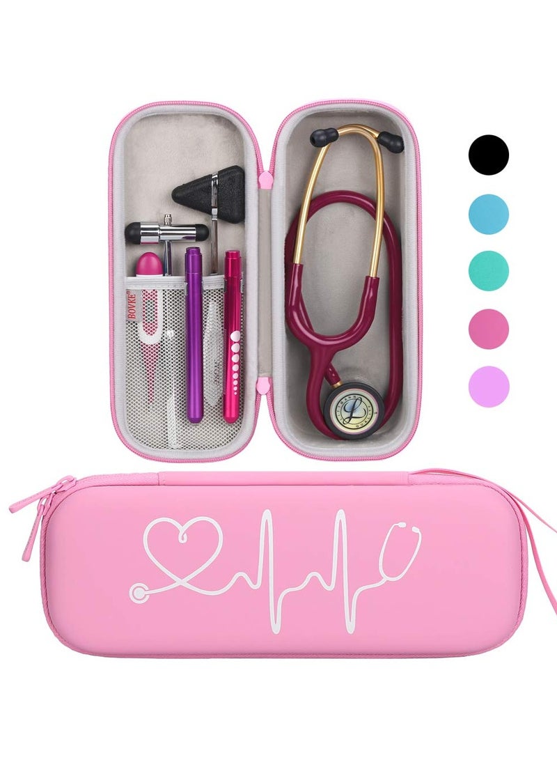 bovke BOVKE Travel Carrying Case Compatible With 3M Littmann Classic III, Lightweight II S.E, MDF Acoustica Deluxe Stethoscope, Extra Room for Medical Scissors EMT Trauma Shears and LED Penlight, Pearl Pink 