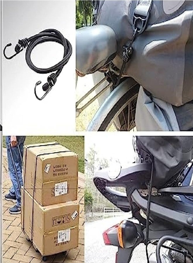 DAIDSUKE® (Pack of 2) 7.5 Foot Long Length 5mm Thick High Strength Rope 14 Ft Streched Elastic Luggage Tying with Strong Stainless Steel Hooks Bike Car Travel Use (Multi Color) - Image 4