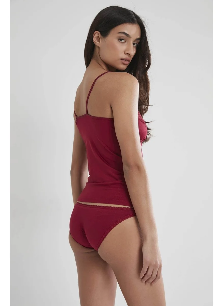 بيير كاردان 325 Camisole Set - Claret Red