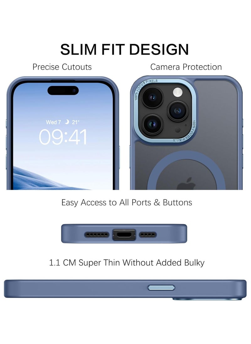 Generic - Magnetic Case for iPhone 15 Pro Max 6.7 Inch Case Translucent Matte Phone Case Slim Thin Shockproof Anti-Yellow Women Men Girls Boys Protective Cover (Blue) - Image 1