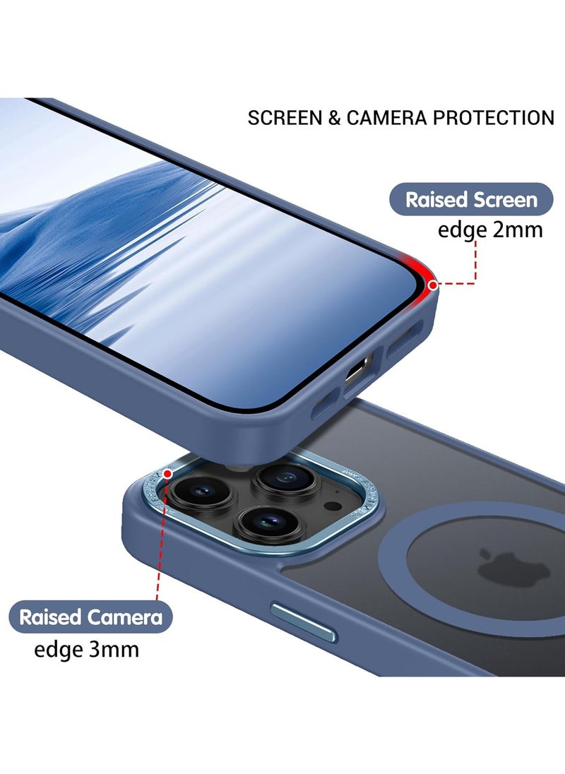 Generic - Magnetic Case for iPhone 15 Pro Max 6.7 Inch Case Translucent Matte Phone Case Slim Thin Shockproof Anti-Yellow Women Men Girls Boys Protective Cover (Blue) - Image 1