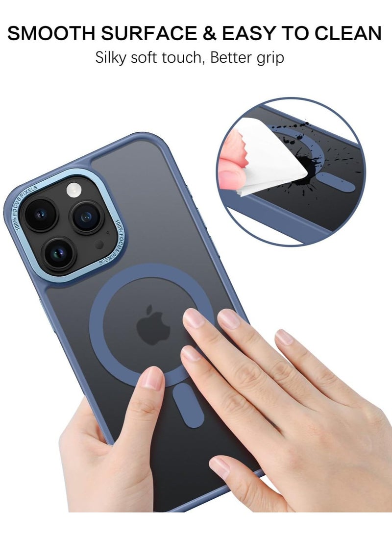 Generic - Magnetic Case for iPhone 15 Pro Max 6.7 Inch Case Translucent Matte Phone Case Slim Thin Shockproof Anti-Yellow Women Men Girls Boys Protective Cover (Blue) - Image 1