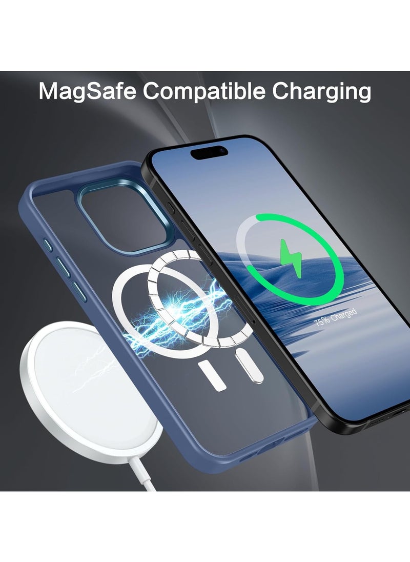 Generic - Magnetic Case for iPhone 15 Pro Max 6.7 Inch Case Translucent Matte Phone Case Slim Thin Shockproof Anti-Yellow Women Men Girls Boys Protective Cover (Blue) - Image 1
