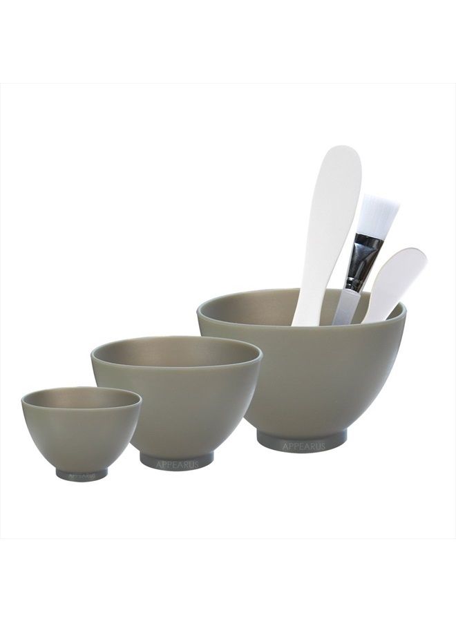 Appearus Facial Mask Silicone Mixing Bowl 6-PC Set - Professional Spa Face Mask Mixing Tool (Dark Gray)  - Image 1