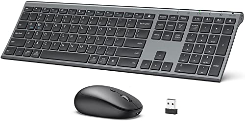 iClever Wireless Keyboard and Mouse DK03, Rechargeable Dual-Mode (Bluetooth+2.4G) Bluetooth Keyboard and Mouse Set, Ultra-Slim Multi-Device Keyboard for Mac, iPad, Apple, Android, Windows, Grey - Image 1