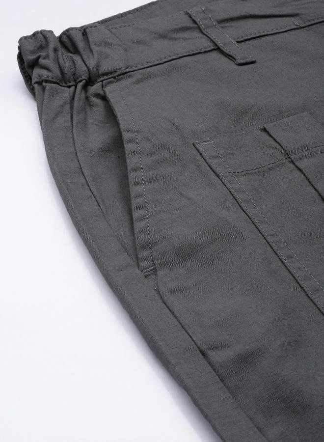 The Indian Garage Co Men Grey Slim Fit Cargo Trousers