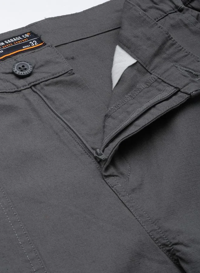 The Indian Garage Co Men Grey Slim Fit Cargo Trousers