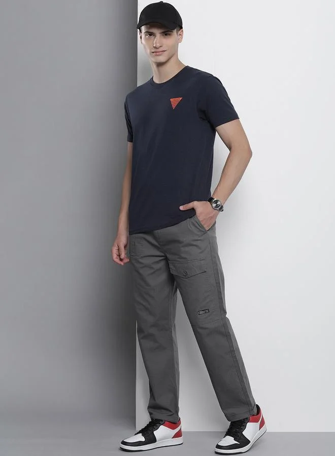 The Indian Garage Co Men Grey Slim Fit Cargo Trousers