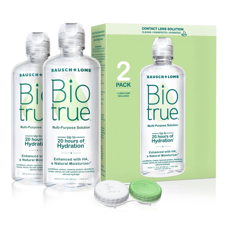 Biotrue Biotrue Contact Lens Solution, Multi-Purpose Solution for Soft Contact Lenses, Lens Case Included, 10 FL OZ (Pack of 2)  - Image 1