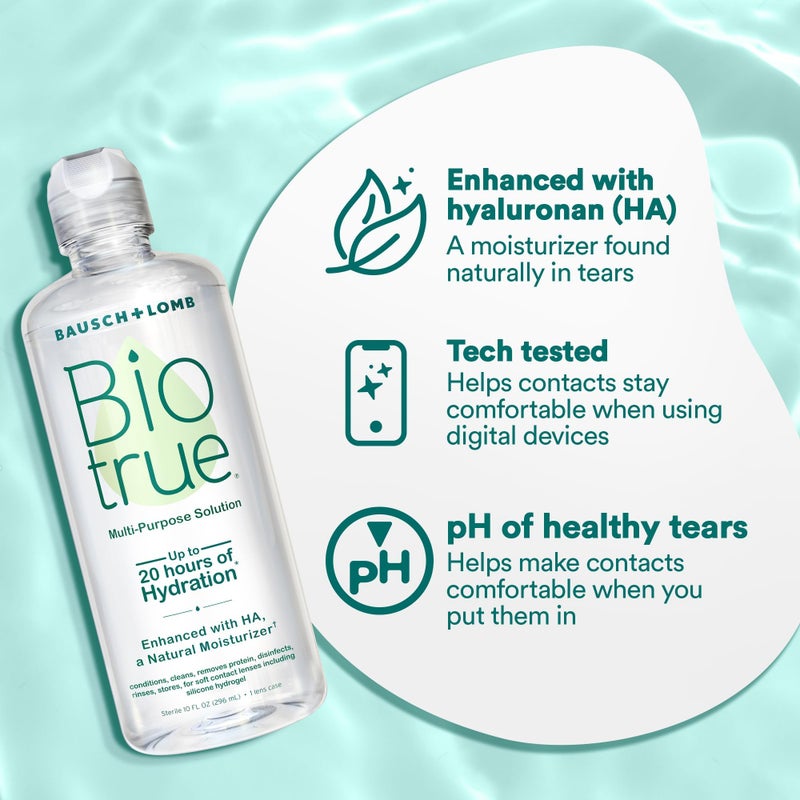 Biotrue Biotrue Contact Lens Solution, Multi-Purpose Solution for Soft Contact Lenses, Lens Case Included, 10 FL OZ (Pack of 2)  - Image 4