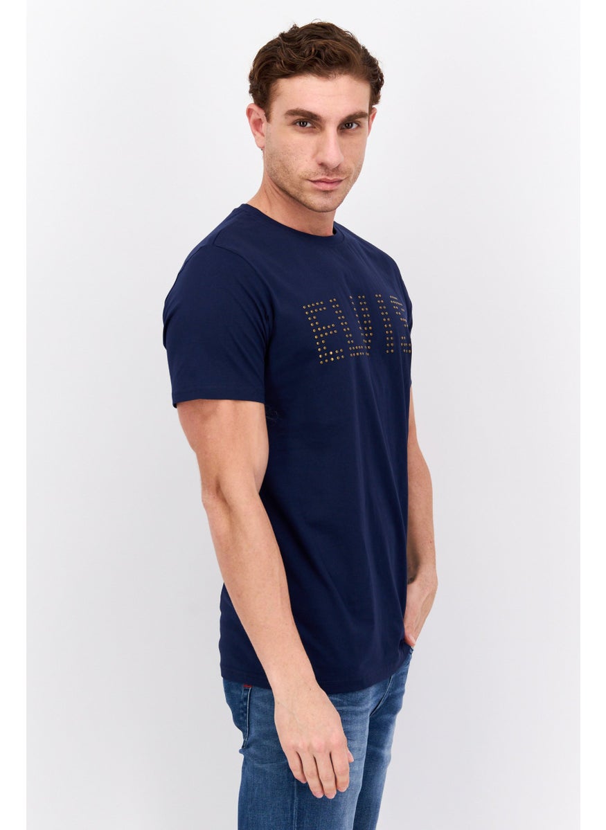 ELVIS Men Crew Neck Short Sleeves Graphic Printed T-Shirt, Navy Blue  - Image 2