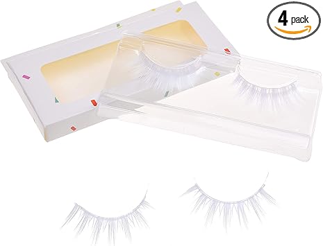 Kare Kind White False Eyelashes Lightweight and Natural Looking Fake Extensions Ideal for Cosplays Masquerades Costume Parties Photoshoots Easy to Apply 2 Pairs - Image 1