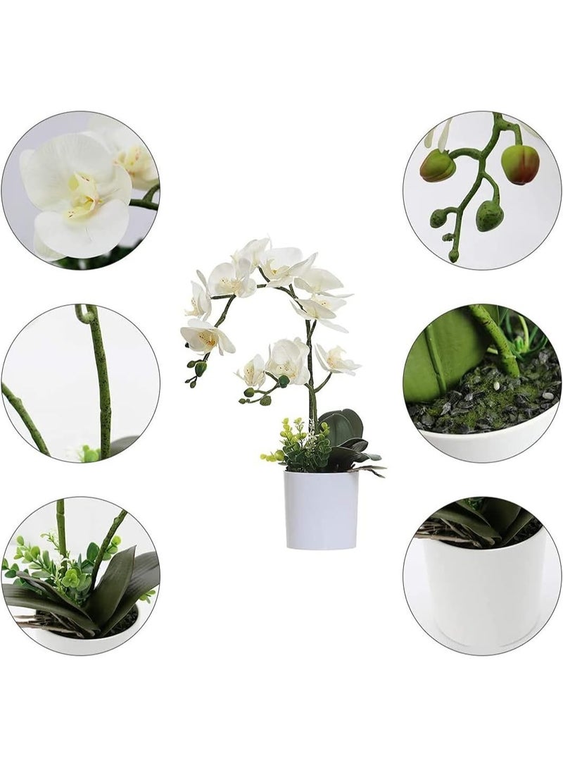 White Artificial Orchid Plant in Pot, Faux Butterfly Orchids Flower for Home Office Decoration, 17" (43cm) - Image 3