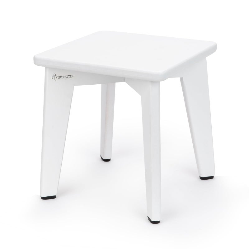 StrongTek StrongTek Bamboo Step Stool for Kids and Adults Sturdy and Versatile Short Foot Stool for Bathroom Kitchen Bedroom Compact 10inch Small Wood Stool Plant Stand White 