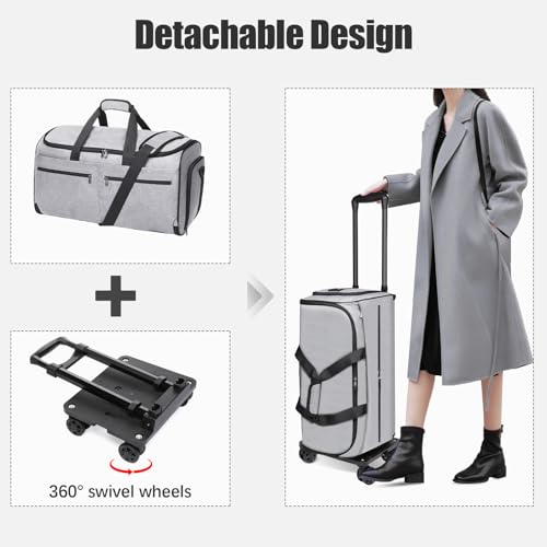 Bukere Rolling Garment Bag, Travel Garment Duffle Bag with Wheels, Carry on 3 in 1 Suit Luggage Bag with Detachable Trolley for Men Women Business Weekender - Image 2