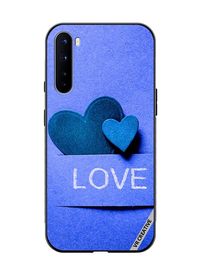 VR CREATIVE Protective Case Cover For OnePlus Nord Blue Love heart Design Multicolour - Image 1