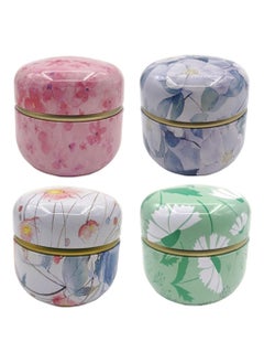 Excefore 4 Pack Empty Tin Can Candle Containers Tin Box with Lid Sealed Jar Scented Tea Tins Metal Coffee Candy Cans Gift Storage Jewelry Boxes Ink Printing Pattern Round Can  - Image 1
