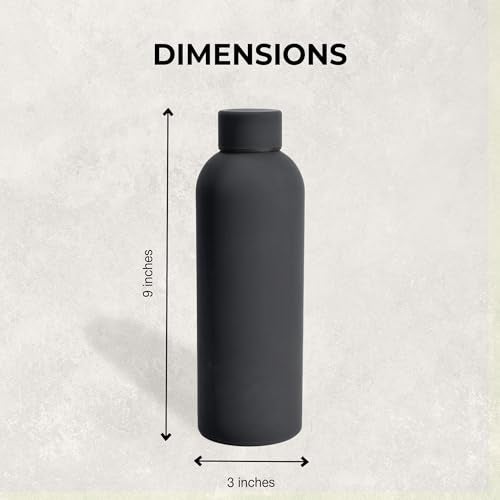 SuperGeneriX 17oz Matte Finish Stainless Steel Water Bottle | Vacuum Insulated Travel Bottle |12 hrs Hot & 18 hrs Cold| Smooth Rubber Finish Water Bottle (Black) - Image 3