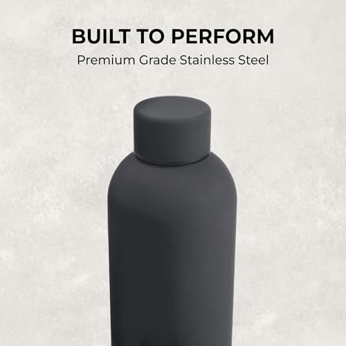SuperGeneriX 17oz Matte Finish Stainless Steel Water Bottle | Vacuum Insulated Travel Bottle |12 hrs Hot & 18 hrs Cold| Smooth Rubber Finish Water Bottle (Black) - Image 2