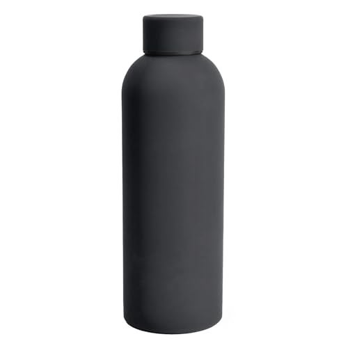 SuperGeneriX 17oz Matte Finish Stainless Steel Water Bottle | Vacuum Insulated Travel Bottle |12 hrs Hot & 18 hrs Cold| Smooth Rubber Finish Water Bottle (Black) - Image 1
