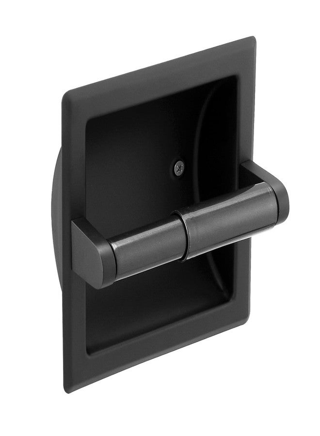 BWE Matte Black Recessed Toilet Paper Holder Toilet Paper Holder Wall Mount Stainless Steel Toilet Paper Roll Holder Bathroom Accessories with Toilet Paper Holder Replacement Rod - Image 1