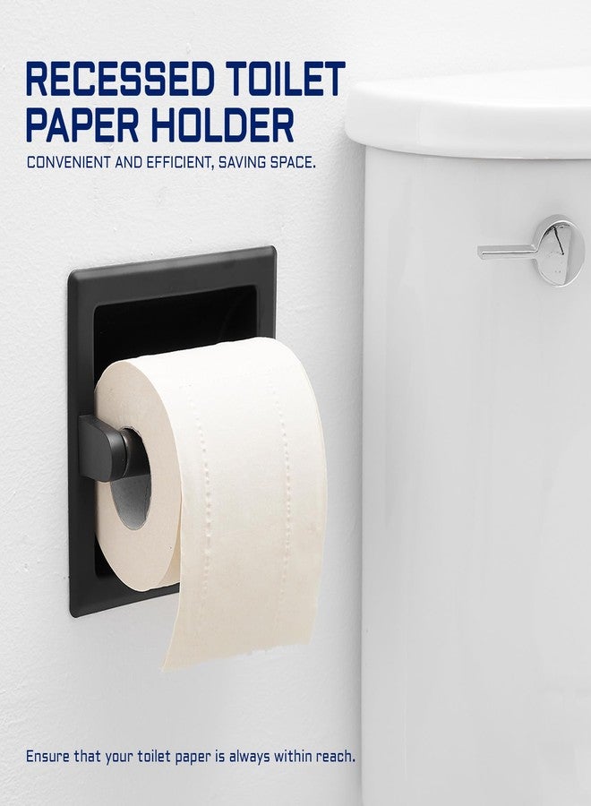 BWE Matte Black Recessed Toilet Paper Holder Toilet Paper Holder Wall Mount Stainless Steel Toilet Paper Roll Holder Bathroom Accessories with Toilet Paper Holder Replacement Rod - Image 3