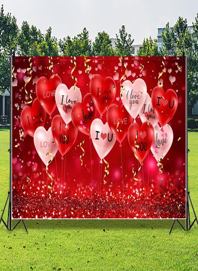Leowefowa 10x8ft Red Heart Backdrop Red Glitter Love Heart Balloon Background Romantic Valentine's Day Lover Wedding Engage Bridal Shower Marriage Anniversary Party Banner Decor Photo Supplies Prop - Image 4