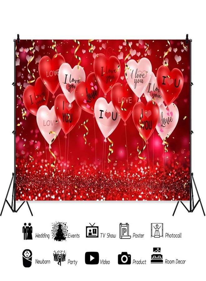 Leowefowa 10x8ft Red Heart Backdrop Red Glitter Love Heart Balloon Background Romantic Valentine's Day Lover Wedding Engage Bridal Shower Marriage Anniversary Party Banner Decor Photo Supplies Prop - Image 5