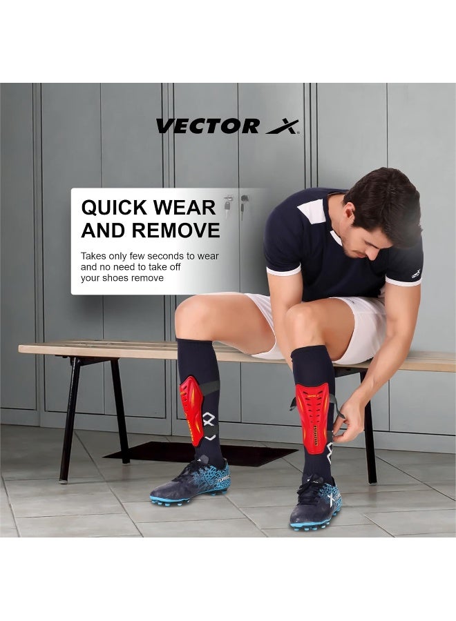 Vector X Manchester Large Red Shin Guards – Protective Football Gear for Training & Match Play, High Durability & Comfort - Image 5